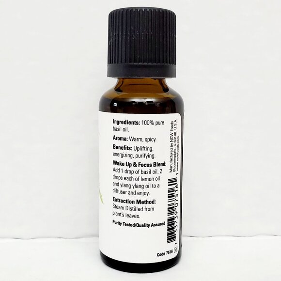 NOW Foods 2x Basil Essential Oil Bottles 100% Pure 1 fl oz | 30 ml Aromatherapy - Picture 5 of 6